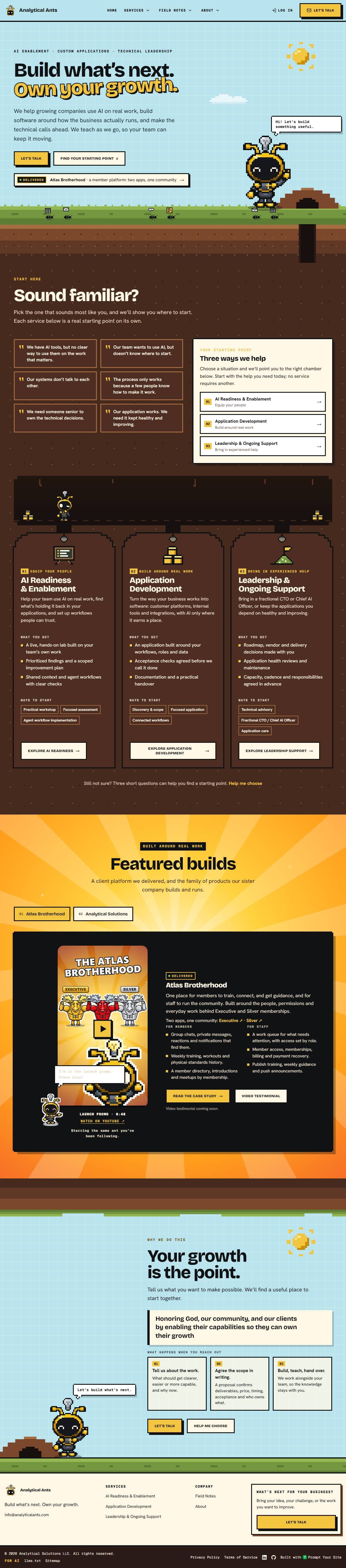 Analytical Ants website, full page