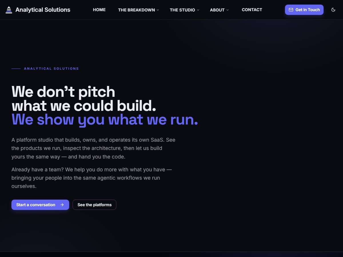 Analytical Solutions homepage