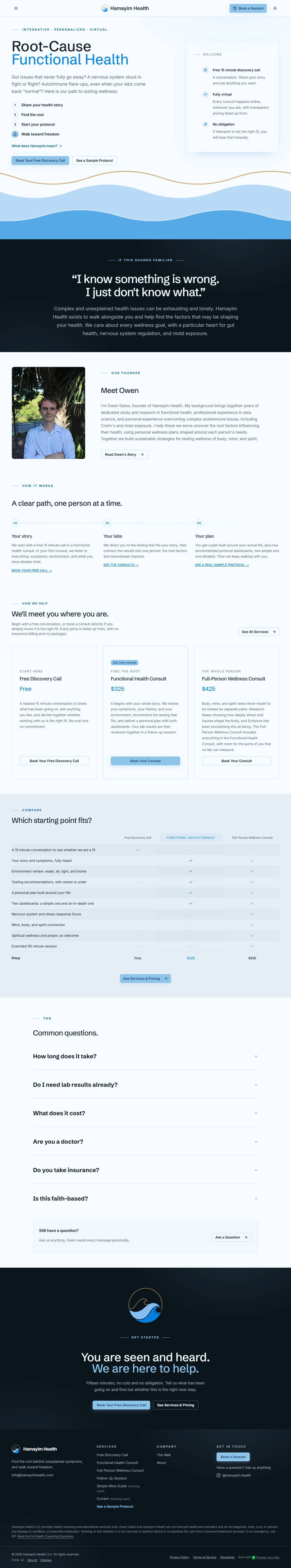 Hamayim Health website, full page