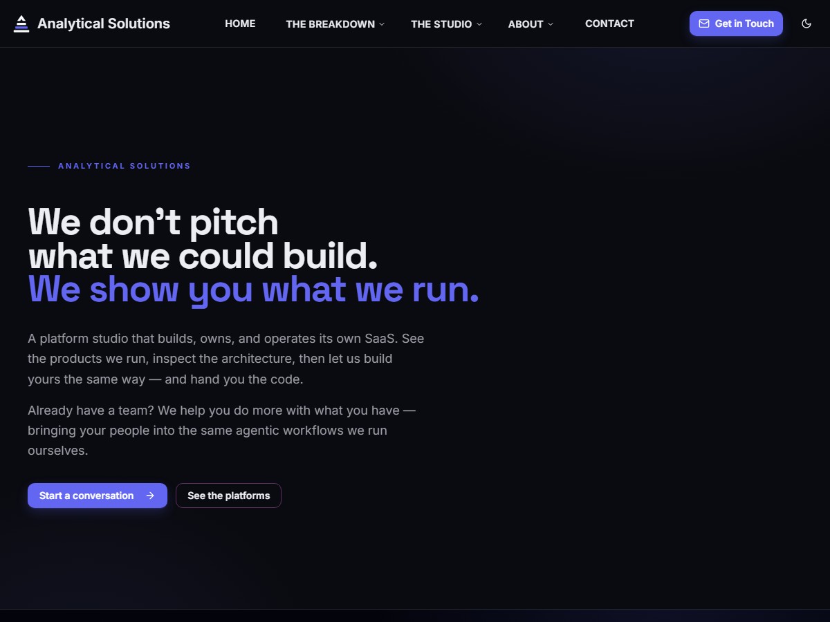 Analytical Solutions website screenshot
