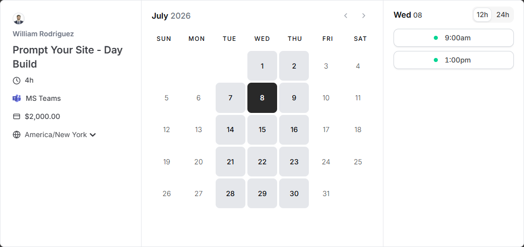 Scheduling — live on this site