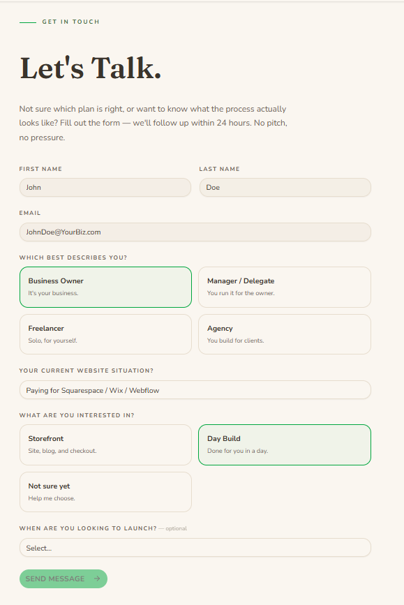 Lead-Capture Forms — live on this site